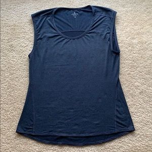 Athleta technical tank, loose fit navy and white